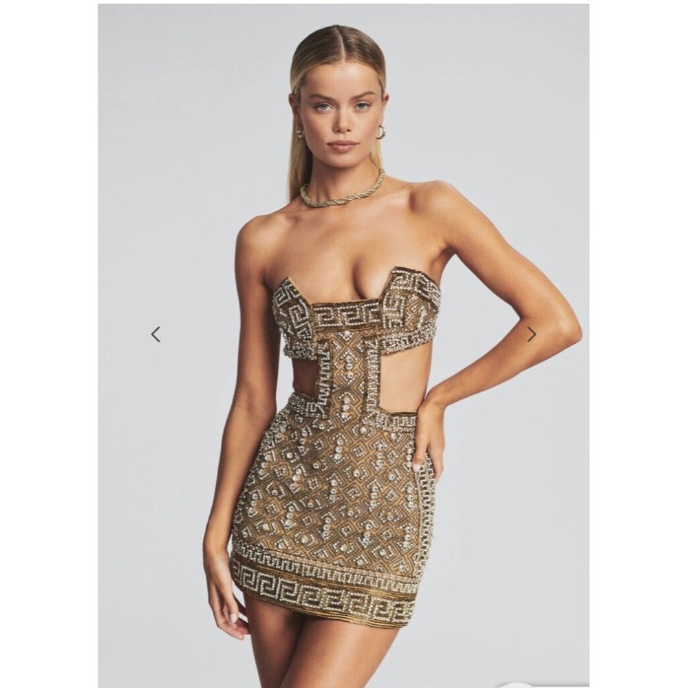 Retrofete Norma Dress Gold Embellished